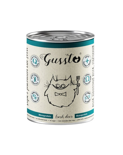 GUSSTO Fresh Deer 400 g cervo fresco, cibo umido monoproteico per gatti