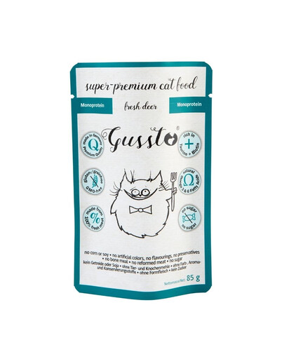 GUSSTO Fresh Deer 85 g cervo fresco, cibo umido monoproteico per gatti