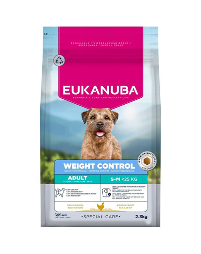 EUKANUBA Special Care Small & Medium Breed Adult Dogs Weight Control 2,3 kg cibo secco per il controllo del peso per cani di razze piccole e medie