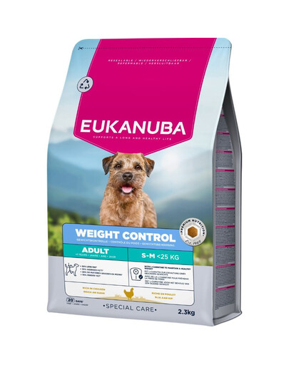 EUKANUBA Special Care Small & Medium Breed Adult Dogs Weight Control 2,3 kg cibo secco per il controllo del peso per cani di razze piccole e medie
