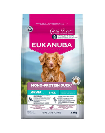 EUKANUBA Special Care Adult Mono-Protein Duck 2,3 kg cibo secco per cani adulti ricco d'anatra