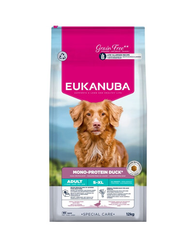 EUKANUBA Special Care Adult Mono-Protein Duck 12 kg cibo secco per cani adulti, ricco di anatra fresca congelata