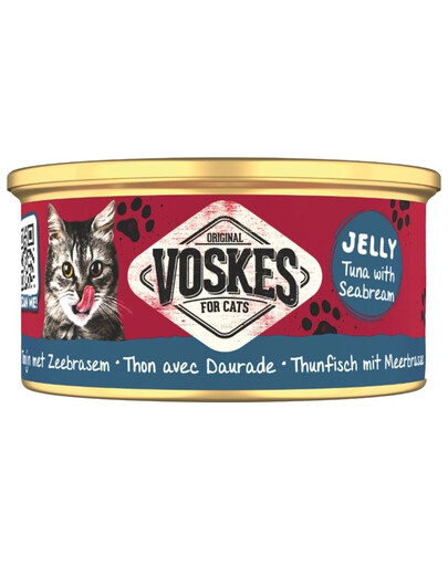 VOSKES Jelly Tuna con Orata 85 g 100% tonno con orata in gelatina, alimento complementare per gatti