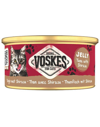 VOSKES Jelly Tuna con Shirasu 85 g tonno con sardina in gelatina, alimento complementare per gatti