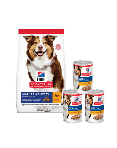 HILL'S Science Plan Canine Mature Adult Chicken New 14kg per cani anziani + 3 scatolette GRATIS