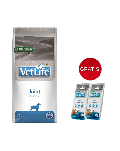 FARMINA Vet Life Dog Joint 12kg mangime per cani per articolazioni sane + 2 x FARMINA Vet Life Dental Treat Joint Medium/Maxi 100 g (7 pezzi) GRATIS!