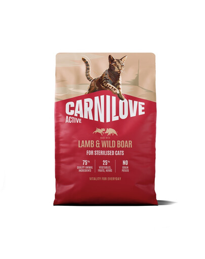 CARNILOVE Active Cat Lamb and Wild Boar Sterilised 2 kg agnello e cinghiale, per gatti sterilizzati
