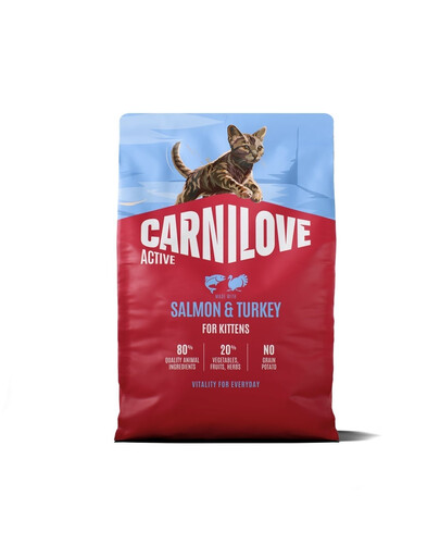 CARNILOVE Active Cat Salmon and Turkey for Kittens 2 kg salmone e tacchino, per gattini di tutte le razze