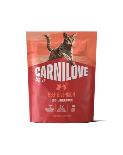 CARNILOVE Active Cat Beef and Venison Sterilised 400 g manzo e selvaggina, per gatti sterilizzati