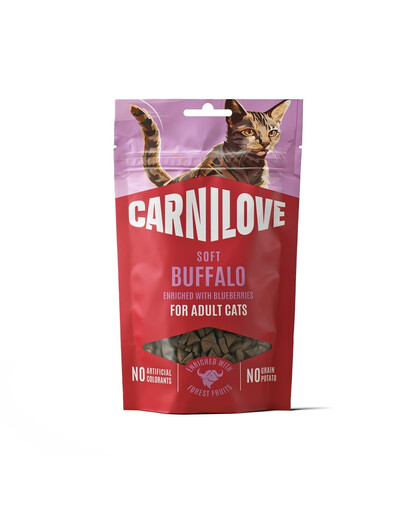CARNILOVE Soft Snack Cat Buffalo 50 g con bufalo e mirtilli, snack morbidi per gatti