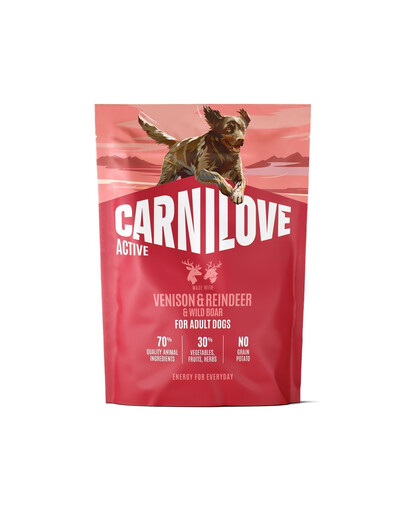 CARNILOVE Active Dog Venison and Reindeer Adult 1,5 kg carne di cervo, renna e cinghiale, per cani adulti