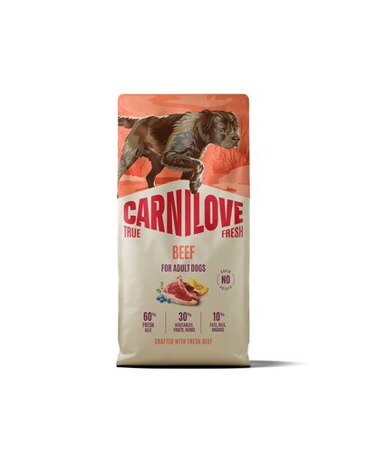 CARNILOVE True Fresh Dog Beef Adult 12 kg cibo secco con carne di manzo fresca per cani adulti