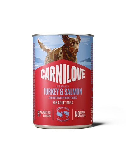CARNILOVE Dog Can Turkey and Salmon 400g pâté con tacchino e salmone per cani adulti