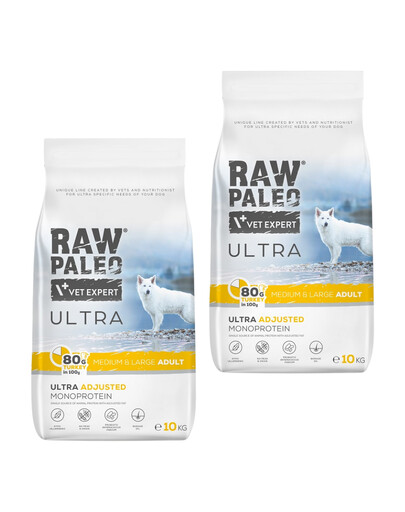 RAW PALEO Ultra Turkey Medium & Large Adult 20 kg (2 x 10 kg) per cani adulti di taglia media e grande al tacchino