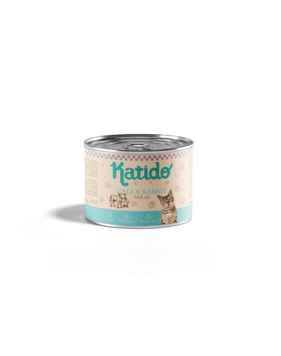 KATIDO Vitello con Coniglio 200g cibo umido per gatti