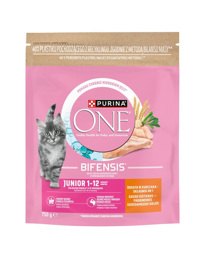 PURINA ONE Bifensis Junior Chicken 750 g con pollo, cibo secco per gattini
