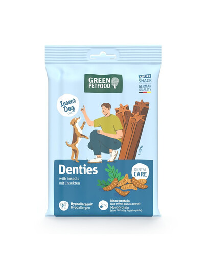 GREEN PETFOOD Denties with Insects Snack ipoallergenico con insetti per cani 180 g