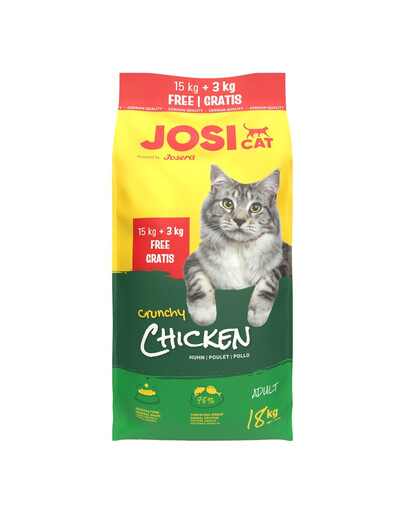 JOSERA JosiCat Crunchy Chicken 15kg+3kg con pollame, per gatti adulti
