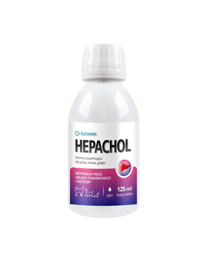 EUROWET Hepachol 125ml karma uzupełniająca wspomagająca działanie układu pokarmowego dla psów, kotów i gołębi