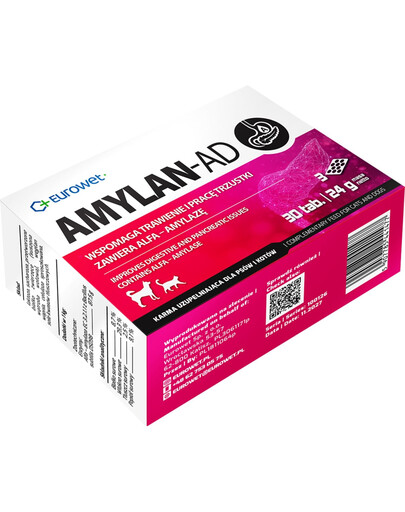 EUROWET Amylan-AD 30 tab. tabletki wspomagające trawienie i pracę trzustki dla psów i kotów