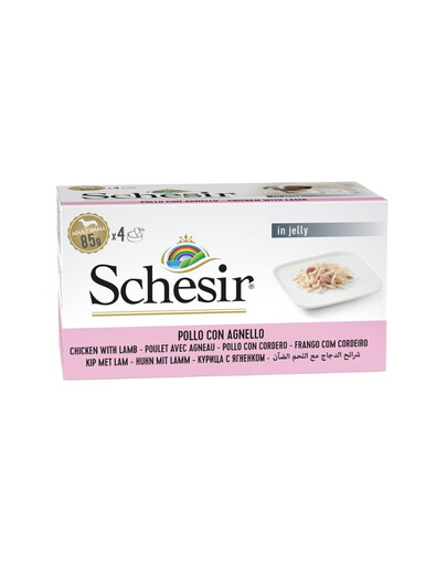 SCHESIR Pollo con Agnello in Gelatina 4x85 g cibo umido per cani