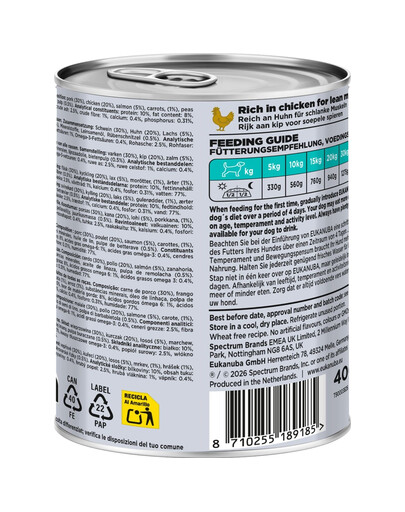 EUKANUBA Special Care Adult Working and Endurance Pollo e salmone 400 g cibo umido senza cereali per cani