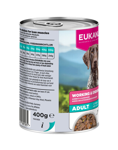 EUKANUBA Special Care Adult Working and Endurance Pollo e salmone 400 g cibo umido senza cereali per cani