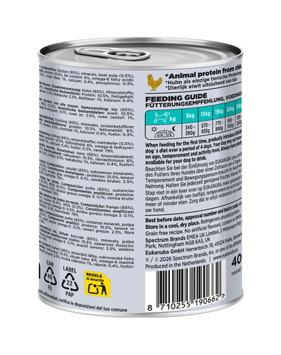 EUKANUBA Special Care Adult MonoProtein Chicken Pollo 400 g cibo umido monoproteico per cani