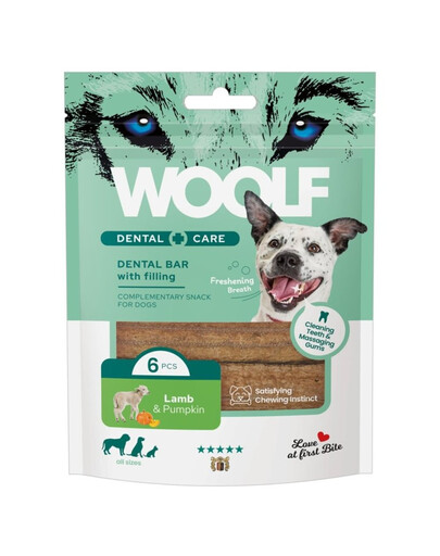 Woolf Dental Bars Lamb Pumpkin 108g Agnello e zucca snack secco per cani per la cura dei denti