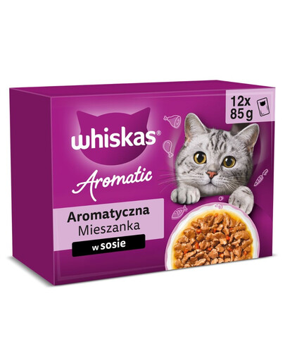 WHISKAS Adult Aromatica Mix sacchetti 12x85 g pezzi in salsa, cibo umido per gatti