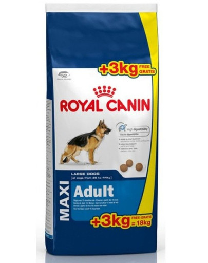 ROYAL CANIN Maxi adult 15 kg + 3 kg gratis