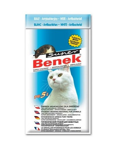 BENEK Super lettiera antibatterica per gatti 5 L bianco