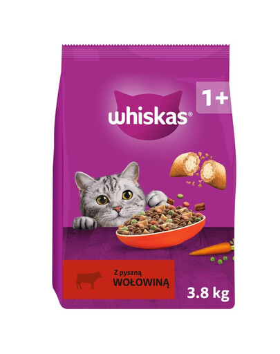 WHISKAS Adult con manzo 3,8 kg cibo secco per gatti