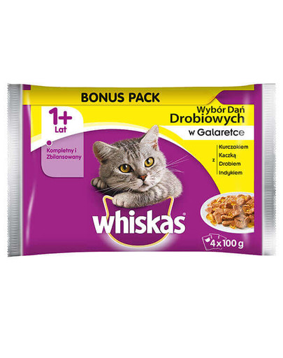 WHISKAS 1+ Pollame in gelatina 4 x 100g