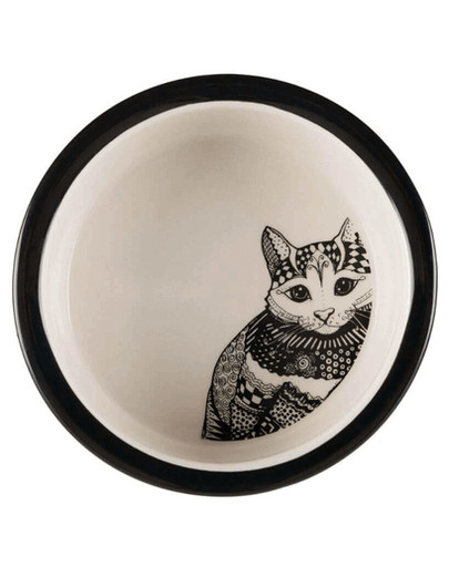TRIXIE Zentangle ciotola per gatti in ceramica 0,3 l/12 cm