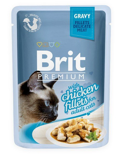 BRIT Premium Cat Pouch with Chicken Fillets in Gravy for Adult Cats 85g