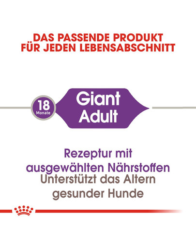 ROYAL CANIN Giant adult 15 kg + 3 kg cibo secco per cani adulti, dai 18/24 mesi di età, razze grandi
