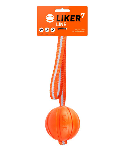 LIKER LINE Dog toy pallina con impugnatura per cani 7cm