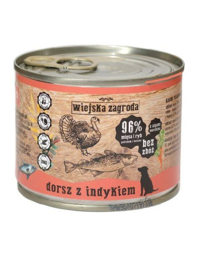 WIEJSKA ZAGRODA Merluzzo con tacchino 200 g di cibo per cani senza cereali