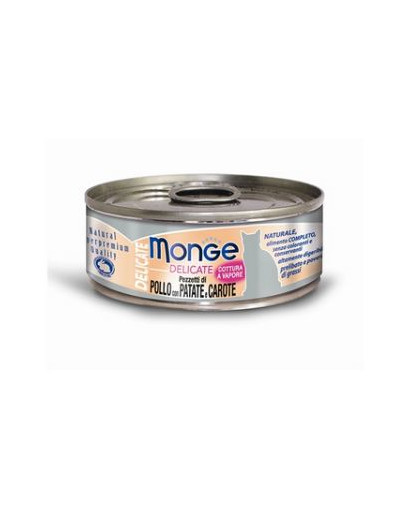MONGE Delicate Cat 80 g - pezzetti di pollo con patate e carote