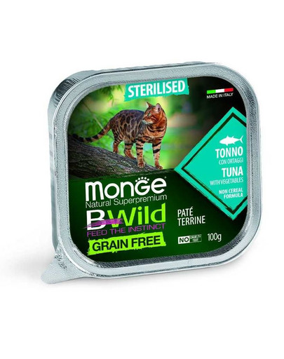 MONGE BWild Sterilised Cat paté senza cereali 100g - tonno con ortaggi