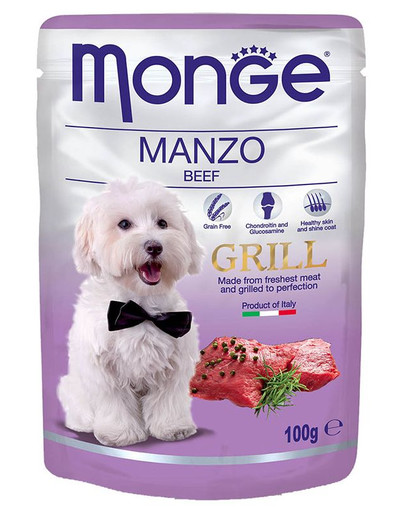 MONGE Cibo per cani Grill con manzo 100g