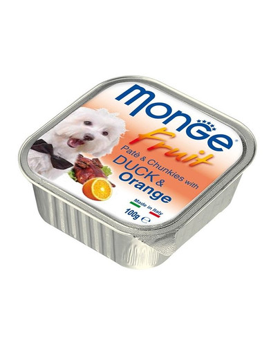 MONGE Fruit Dog 100 g - paté con bocconcini con anatra e arancia