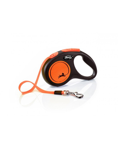 FLEXI New Neon S Tape 5m orange guinzaglio automatico