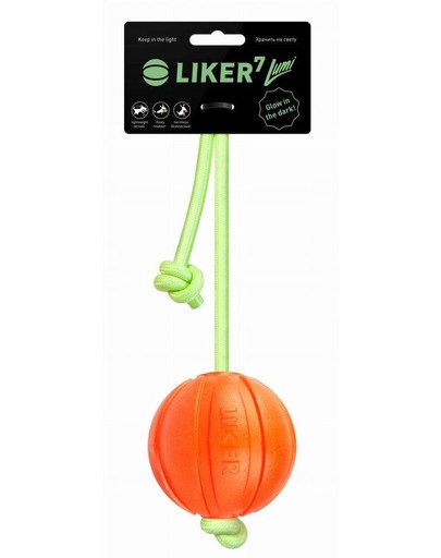 LIKER Lumi Dog toy pallina con filo luminoso per cani 7 cm