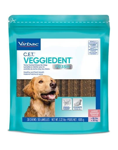 VIRBAC Veggiedent Fresh L (>30 kg) snack per cani 15 pz.