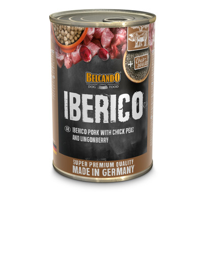 BELCANDO Iberico cibo umido per cani 400 g maiale, ceci e mirtillo