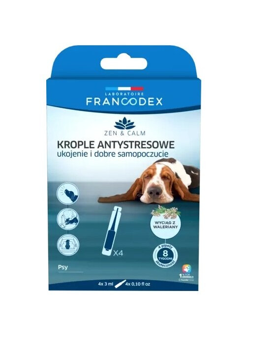 FRANCODEX Gocce antistress alla valeriana per cani 4x3 ml 