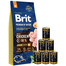 BRIT Premium By Nature Junior Medium M 15kg + cibo umido con pollame 6 x 1240g