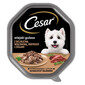 CESAR alimento umido completo in salsa con manzo, tacchino ed erbe aromatiche per cani adulti 150g